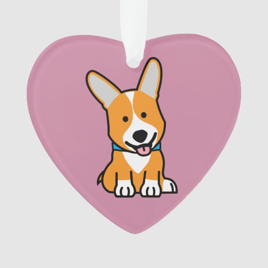 コーギーのコーギーは子犬の小犬の幸せなペンブロークウェールズの後をつけます オーナメント (正面)