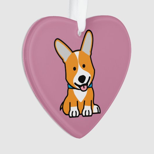 コーギーのコーギーは子犬の小犬の幸せなペンブロークウェールズの後をつけます オーナメント (正面)