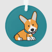 コーギーのコーギーは子犬の小犬の幸せなペンブロークウェールズの後をつけます オーナメント (裏面)