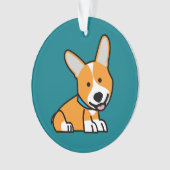 コーギーのコーギーは子犬の小犬の幸せなペンブロークウェールズの後をつけます オーナメント (正面)