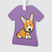コーギーのコーギーは子犬の小犬の幸せなペンブロークウェールズの後をつけます オーナメント (正面)