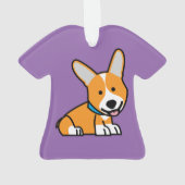 コーギーのコーギーは子犬の小犬の幸せなペンブロークウェールズの後をつけます オーナメント (裏面)