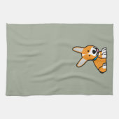 コーギーのコーギーは子犬の小犬の幸せなペンブロークウェールズの後をつけます キッチンタオル (横)