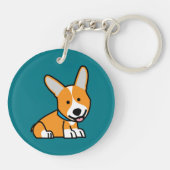 コーギーのコーギーは子犬の小犬の幸せなペンブロークウェールズの後をつけます キーホルダー (裏面)