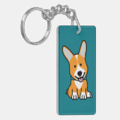 コーギーのコーギーは子犬の小犬の幸せなペンブロークウェールズの後をつけます キーホルダー (正面左)