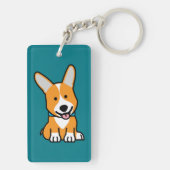 コーギーのコーギーは子犬の小犬の幸せなペンブロークウェールズの後をつけます キーホルダー (裏面)