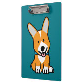 コーギーのコーギーは子犬の小犬の幸せなペンブロークウェールズの後をつけます クリップボード (左)