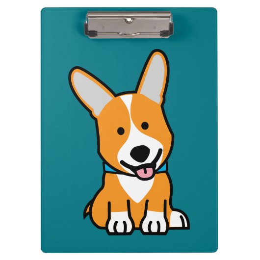 コーギーのコーギーは子犬の小犬の幸せなペンブロークウェールズの後をつけます クリップボード (正面)