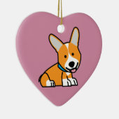 コーギーのコーギーは子犬の小犬の幸せなペンブロークウェールズの後をつけます セラミックオーナメント (右)