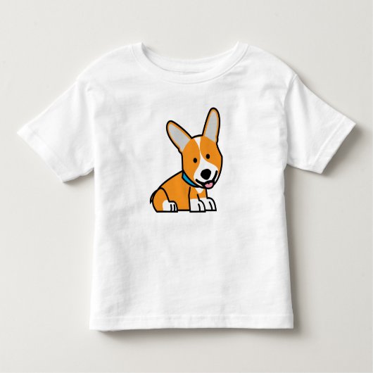 コーギーのコーギーは子犬の小犬の幸せなペンブロークウェールズの後をつけます トドラーTシャツ (正面)