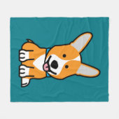 コーギーのコーギーは子犬の小犬の幸せなペンブロークウェールズの後をつけます フリースブランケット (正面(横))