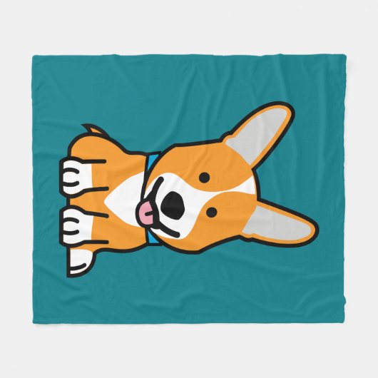 コーギーのコーギーは子犬の小犬の幸せなペンブロークウェールズの後をつけます フリースブランケット (正面(横))