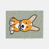コーギーのコーギーは子犬の小犬の幸せなペンブロークウェールズの後をつけます フリースブランケット (正面(横))