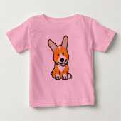 コーギーのコーギーは子犬の小犬の幸せなペンブロークウェールズの後をつけます ベビーTシャツ (正面)