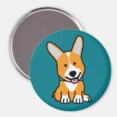 コーギーのコーギーは子犬の小犬の幸せなペンブロークウェールズの後をつけます マグネット (正面/裏面)