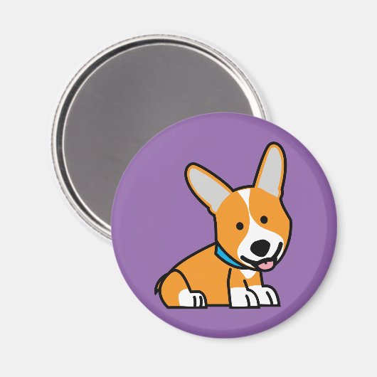 コーギーのコーギーは子犬の小犬の幸せなペンブロークウェールズの後をつけます マグネット (正面/裏面)