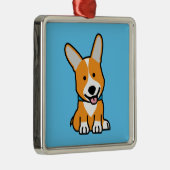 コーギーのコーギーは子犬の小犬の幸せなペンブロークウェールズの後をつけます メタルオーナメント (右)