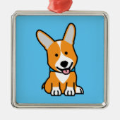 コーギーのコーギーは子犬の小犬の幸せなペンブロークウェールズの後をつけます メタルオーナメント (正面)