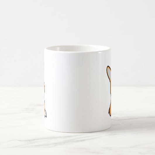 コーギーのコーギーは子犬の小犬の幸せなペンブロークウェールズの後をつけます モーフィングマグカップ (中央)