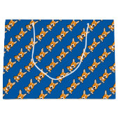 コーギーのコーギーは子犬の小犬の幸せなペンブロークウェールズの後をつけます ラージペーパーバッグ (正面)