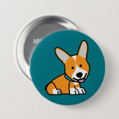 コーギーのコーギーは子犬の小犬の幸せなペンブロークウェールズの後をつけます 缶バッジ (正面&裏面)
