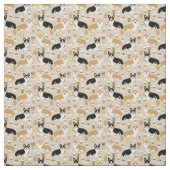 コーギーのコーヒー-カーディガンのコーギー犬 ファブリック (見本)