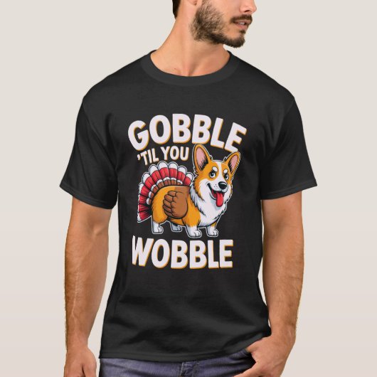 コーギーのターキーのおかしな感謝祭 Tシャツ (正面)