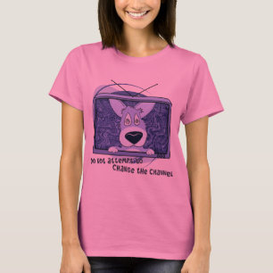 コーギーのテレビの侵入の女性信号器のTシャツ Tシャツ