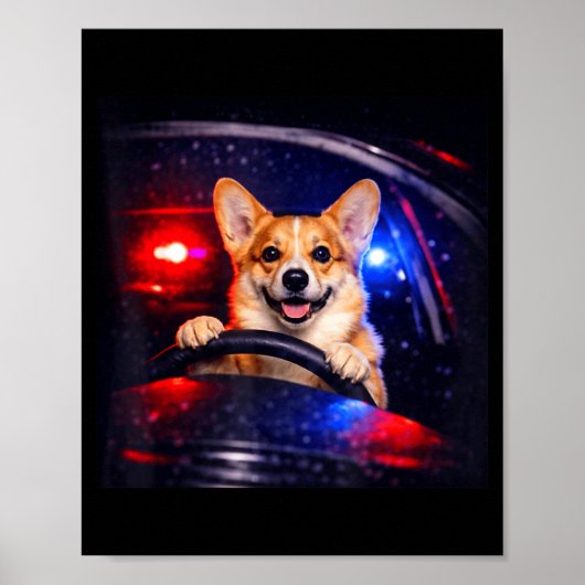 コーギーのドライビングが面白い メメ犬が車を運転 ポスター (正面)