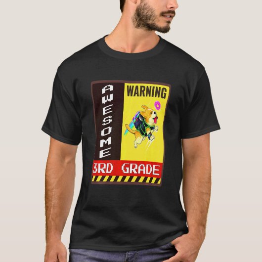 コーギーのドーナツ キッズ スクール初日コーデ 小学3年生 Tシャツ (正面)