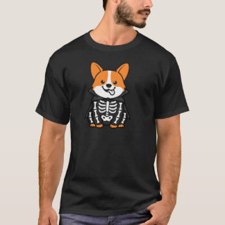 コーギーのハロウィン スケルトン ヴァンパイア マント 仮装 Tシャツ