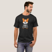 コーギーのハロウィン スケルトン ヴァンパイア マント 仮装 Tシャツ (正面フル)