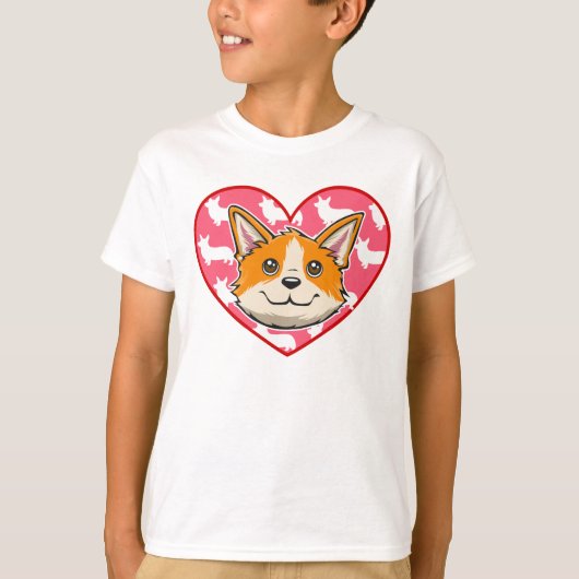 コーギーのハート Tシャツ (正面)