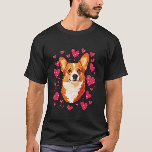 コーギーのバレンタインデー Tシャツ (正面)