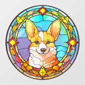 コーギーのペットの犬の肖像画のステンドグラス風デザイン ウィンドウサイン (シート)