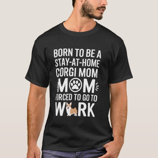 コーギーのママの仕事の電話での奮闘! Tシャツ (正面)