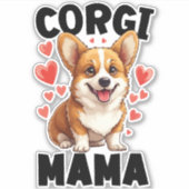コーギーのママ - かわいいコーギー母 シール (正面)