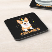 コーギーのユニコーン- Corgicorn -かわいい犬の漫画 コースター (左側)