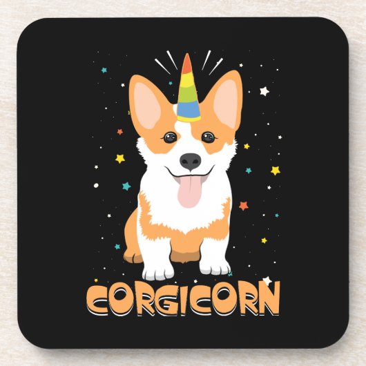 コーギーのユニコーン- Corgicorn -かわいい犬の漫画 コースター (正面)