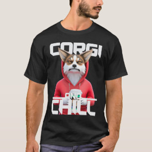 コーギーのリラックス コーヒーブレイク Tシャツ