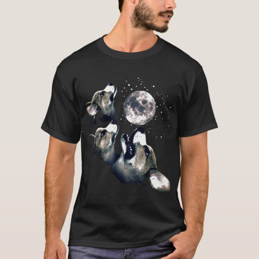 コーギーの三匹満月オオカミパロディ Tシャツ (正面)
