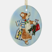 コーギーの休日の買物客のオーナメント セラミックオーナメント (右)