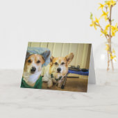 コーギーの先生およびよりよいナースの残りおよび感じすぐに カード (黄色い花)