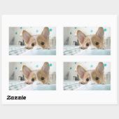 コーギーの子犬のステッカー 長方形シール (シート)