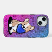 コーギーの子犬のスマホケース iPhone 15ケース (裏面横)