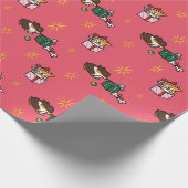 コーギーの子犬の現在の包装紙 ラッピングペーパー (角)