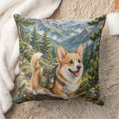 コーギーの山登り ウォーターカラー クッション (ブランケット)