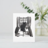 コーギーの待っている郵便はがき ポストカード (スタンド正面)