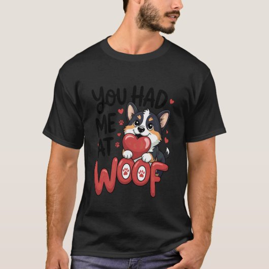 コーギーの愛らしい仔犬のような愛にハマるドッグママ D Tシャツ (正面)