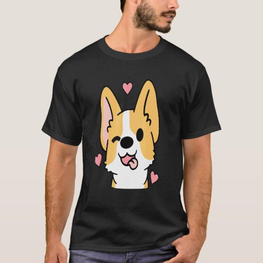 コーギーの愛ハート Tシャツ (正面)